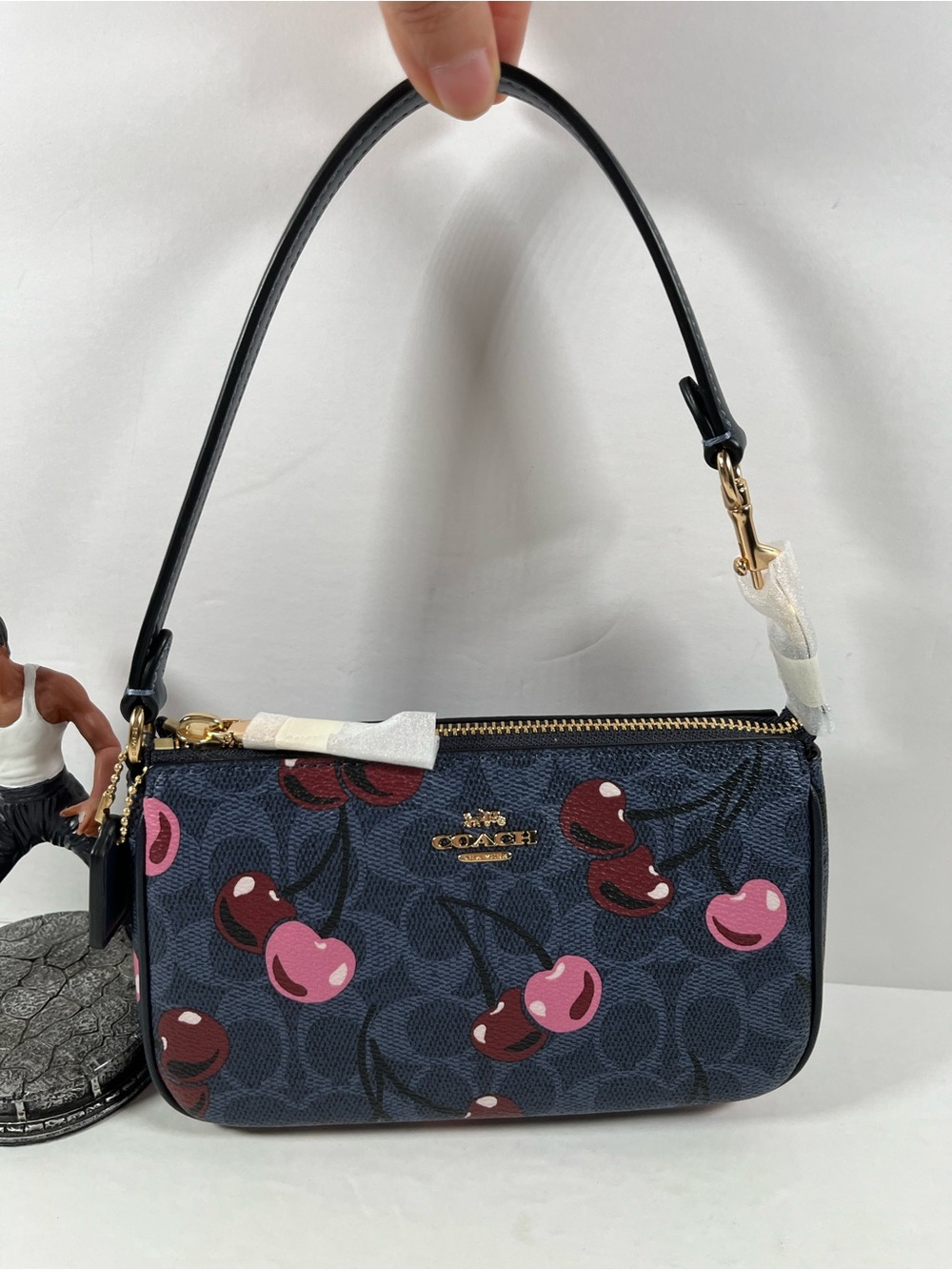 Coach Nolita 19 Signature Coated Canvas Cherry Print CZ011 in Denim NWT